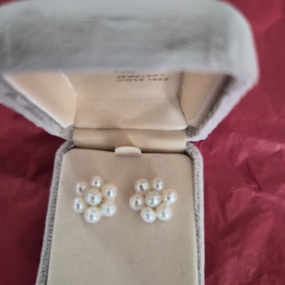 Ross-Simons White Pearl Cluster Earrings
